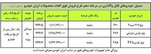 آغاز فروش فوق العاده ۳ محصول ایران خودرو از امروز + جدول
