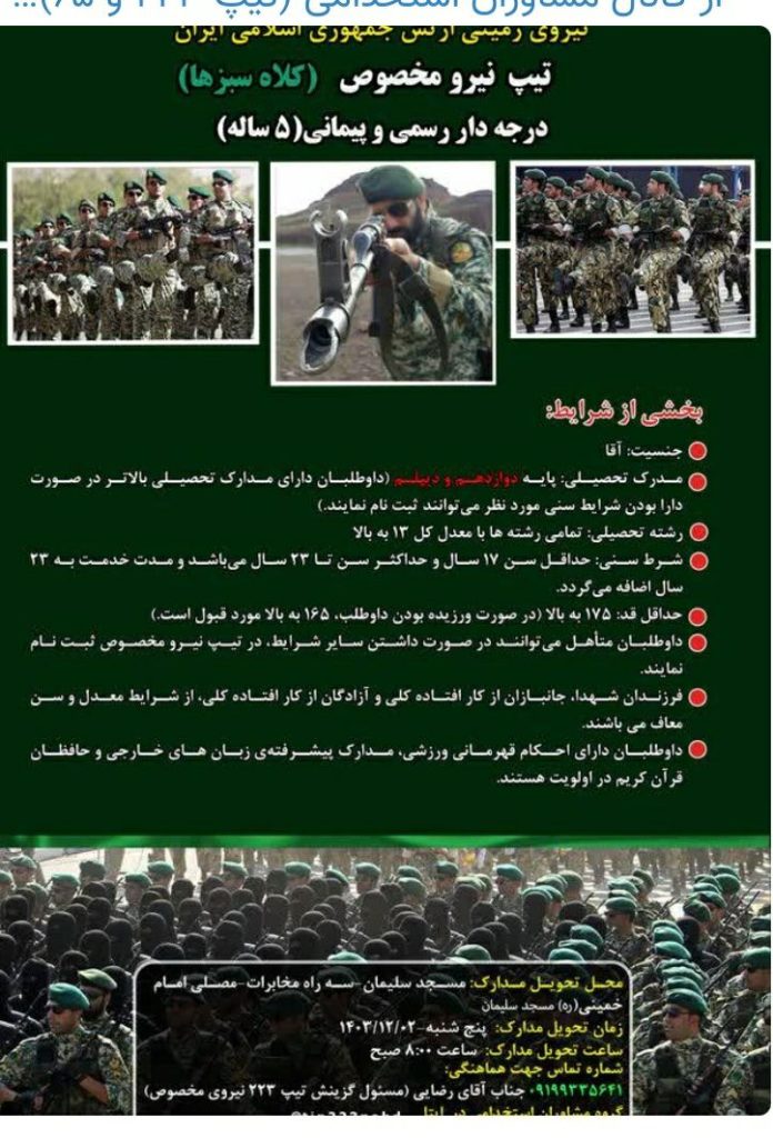 طرح استخدامی شیر صحرا تیپ ۶۵ و ۲۲۳ نیروی مخصوص (نوهد)به محوریت مسجدسلیمان